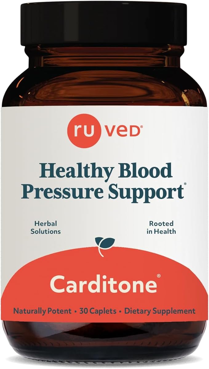 ruved Carditone - Natural Heart Health Supplement for Women &amp Men BP Formula Holistic Heart Support with Rauwolfia Arjuna Calcium and Magnesium - 30 Vegetarian Caplets (Pack of 1)