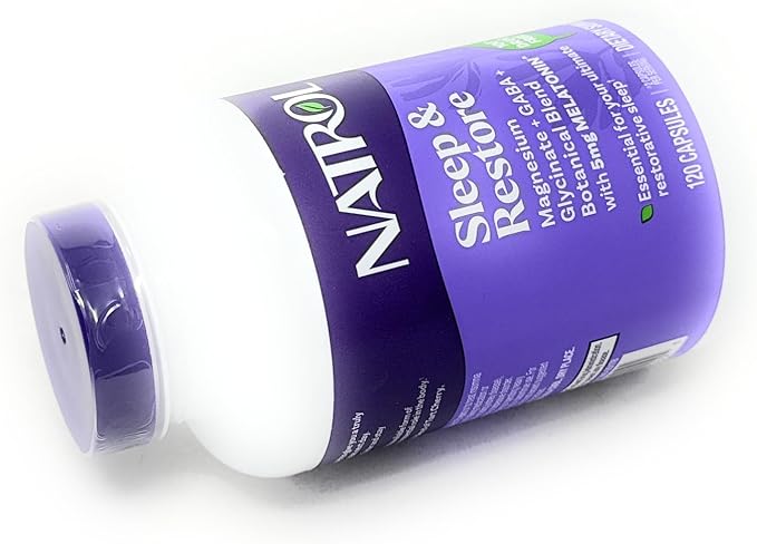 Natrol Sleep &amp Restore Capsules 120 Count Melatonin 5mg with GABA Magnesium &amp Vitamin B6 Vegetarian Non-GMOEssential for Your Ultimate Restorative Sleep Melatonin-Free 60 Day Supply