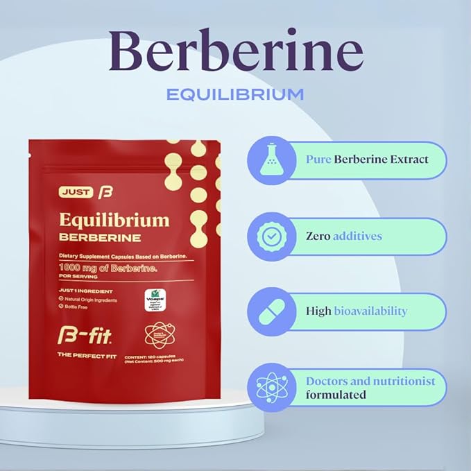 B-FIT Berberine 1000mg Supplement 120 Vegan Capsules 500mg Pure Berberine Extract per Capsule Non-GMO Sugar-Free and Gluten-Free