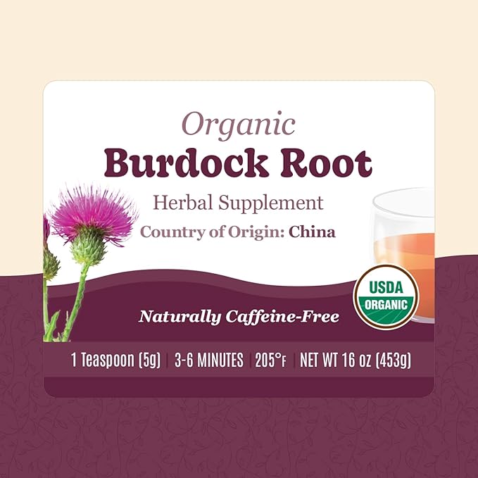 Organic Positively Botanicals Company Burdock Root Herbal Tea Loose Leaf Botanical 16 Ounce