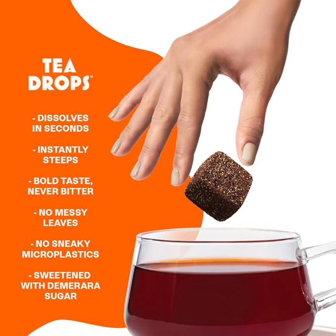 Tea Drops 30 Bulk Pack Thai Tea Bagless Tea - Loose Leaf Lightly Sweetened On-The-Go. Plastic-Free Tea - Iced or Hot