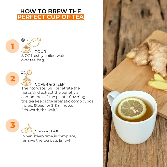 Angel Brand Ginger Tea Bags 25 – Pack of 3 – Ginger Root Tea for Digestion &amp Immune Support