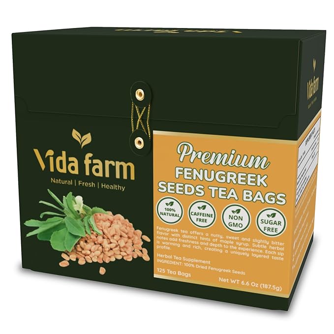 VIDA FARM 125 Fenugreek Tea Bags 100% Natural Fenugreek Herbal Tea No Additives No Caffeine No Sugar