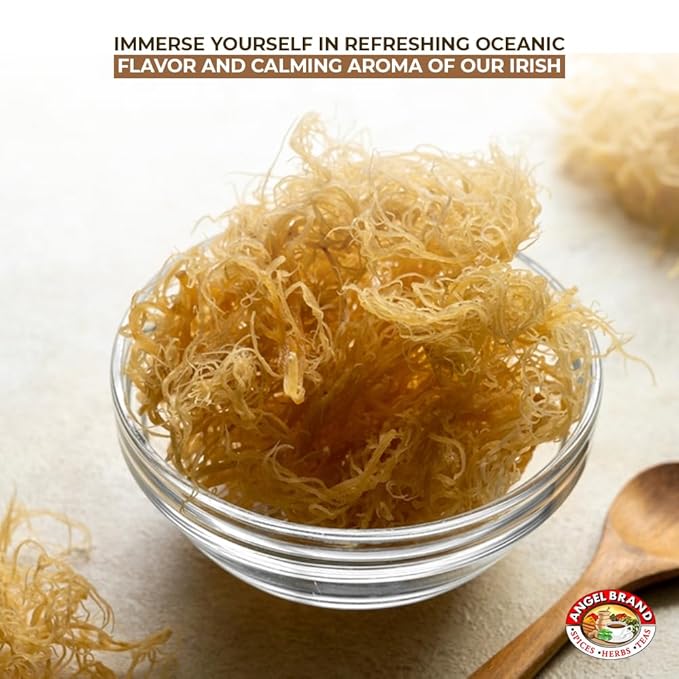 Angel Brand Irish Sea Moss 1 Lbs Pouch - Nutrient Rich Sea Vegetable Harvested from Pristine Ocean Waters - Enhance Journey with Irish Sea Moss Raw - Perfect for Smoothies &amp Soups