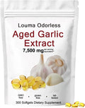 1PCSLouma Odorless Aged Garlic Aged Garlic Extract - 300 Count 7500mg 24 Month Organic Aged Garlic Supplement- Non-GMOVegetarian (1PCS)