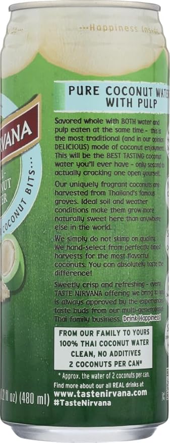 Taste Nirvana Real Coconut Water With Pulp 16.2-Ounce (Pack of 12) ( Value Bulk Multi-pack)