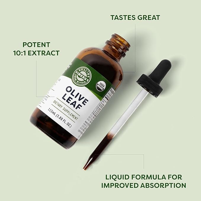 Vimergy Olive Leaf – Supports Immune Health* – Benefits Cardiovascular Function* – USDA Certified Organic Vegan Paleo-Friendly and Gluten-Free – 115 mL (57 Servings)