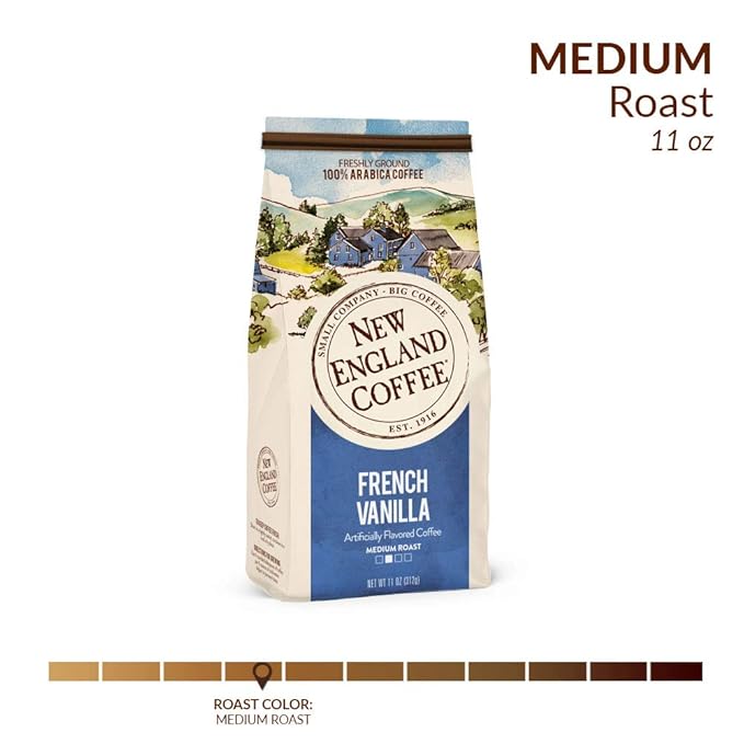 New England Coffee Ground Coffee French Vanilla Medium Roast 11oz Bag (Pack of 3)