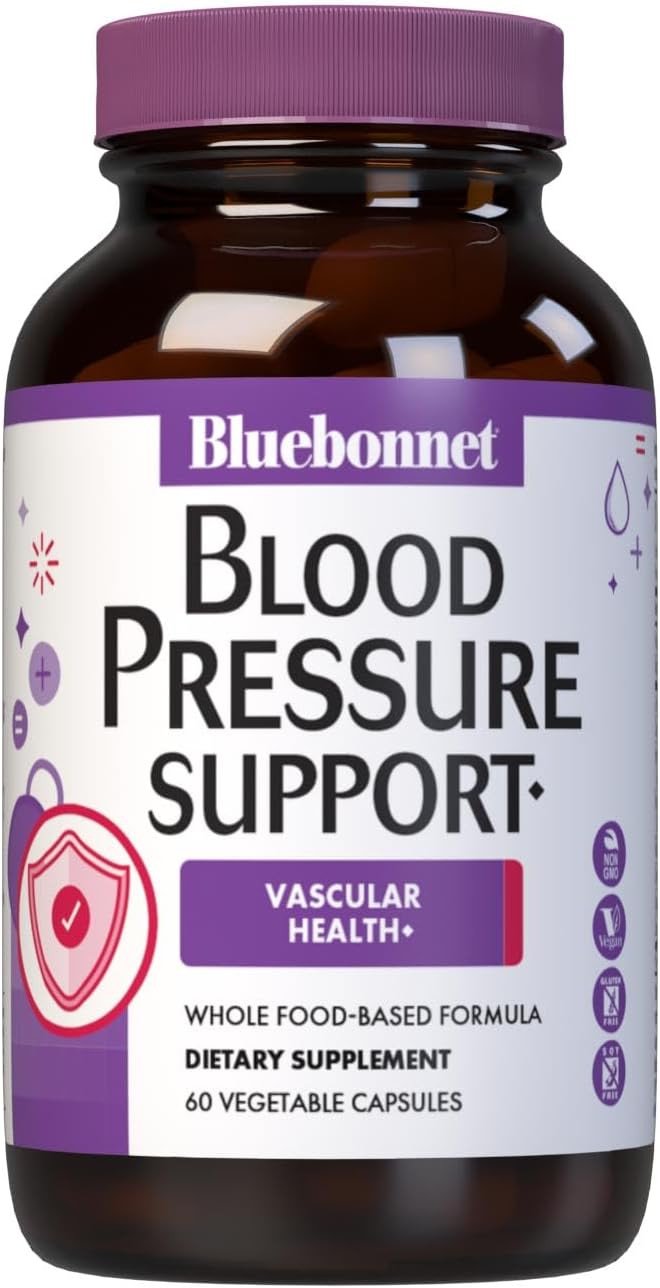 Bluebonnet Nutrition Blood Pressure Support Vascular Health* Non-GMO Vegan Gluten-Free Soy-Free Dairy-Free- 60 Vegetable Capsules 30 Servings
