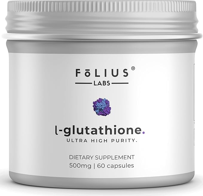 Ultra High Strength L-Glutathione 98% Supplement for Glowing Skin - Collagen Supplements for Women and Men - 500mg Concentrated Formula Reduced L-Glutathione Supplement - 60 Capsules
