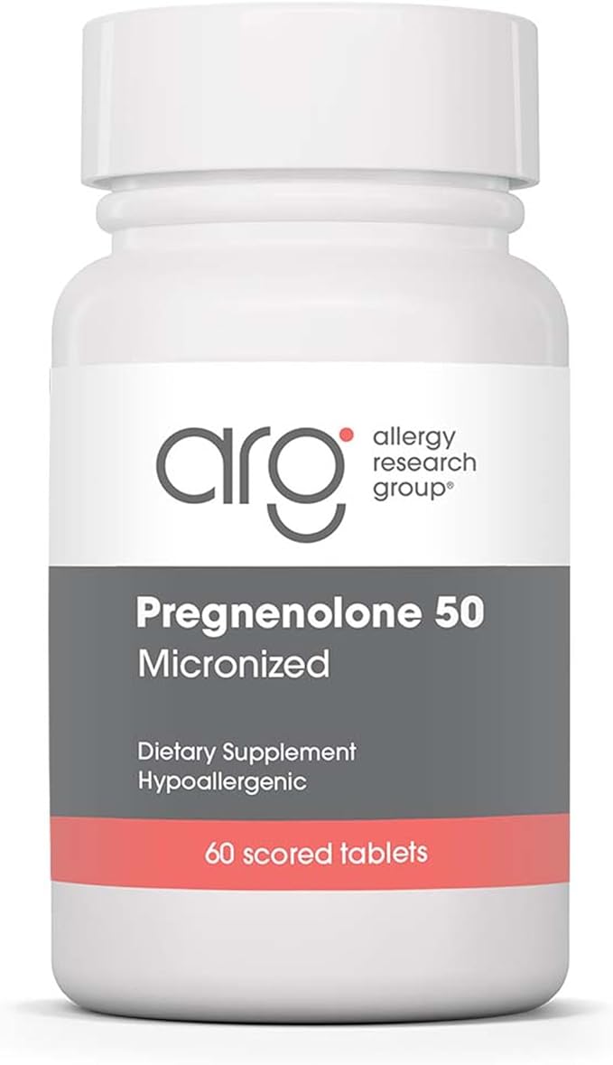 Allergy Research Group ARG Pregnenolone 50 mg - Micronized Hormone Precursor Support - Highly Bioavailable - Hypoallergenic - 60 Servings - 60 Scored Tablets