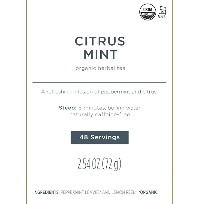 Tea Forte Citrus Mint Herbal Tea Event Box Bulk Pack of 48 Pyramid Infuser Tea Sachets for All Occasions