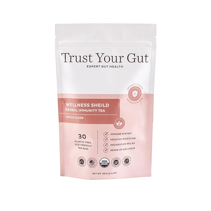 Trust Your Gut Wellness Shield Organic Herbal Tea Blend – Echinacea Ginger &amp Cinnamon – Supports Immune Health and Digestive Balance 30 Tea Bags