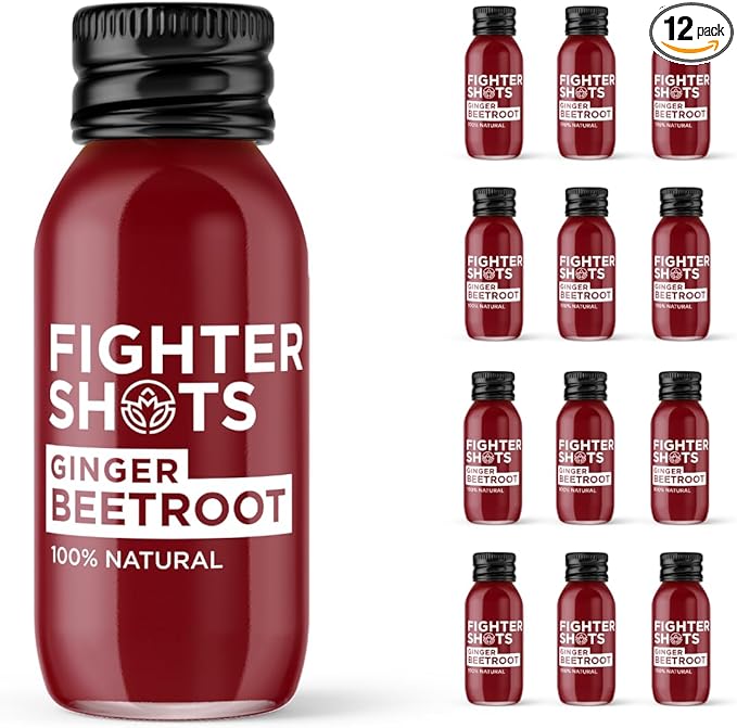 Ginger + Beetroot (12x60ml) | 100% Natural | Perfect Morning/Post Workout Pick Me Up | No Preservatives | Fresh &amp Fiery Beetroot and Ginger Shots