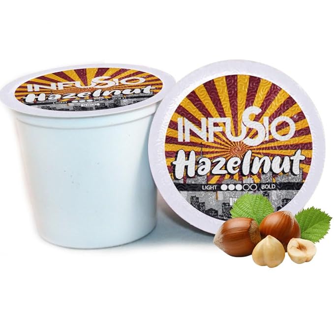 InfuSio Hazelnut Coffee Pods Single Serve Coffee Pods for Keurig K Cups Brewers - Premium Roasted 96 Count