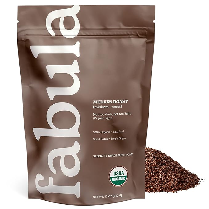 Fabula Organic Coffee Freshly Grounded - Medium and Decaf Medium - 2 Bag Bundle