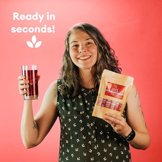 Cusa Tea &amp Coffee | Everyday Wellness Herbal Tea | Premium Caffeine Free Instant Tea | Hot &amp Iced Tea with No Added Sugar (30 Single Servings)