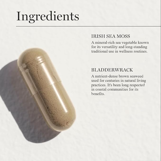 Dr. Sebi's Sea Moss Capsules with Bladderwrack – 1 Month Supply (88 Count)