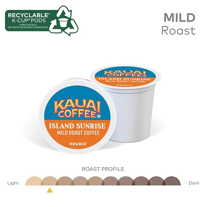 Kauai Coffee Island Sunrise Mild Roast - Compatible with Keurig K-Cup Brewers 10 CT (Pack of 3)