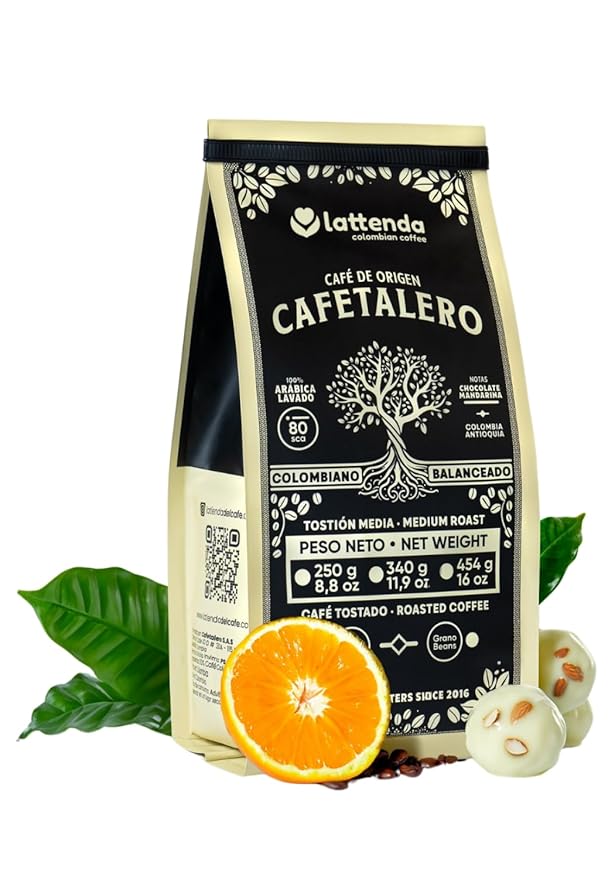 Lattenda Cafetalero Colombian Gourmet Coffee: Superior Craftsmanship for Discerning Palates - 454g Whole Bean Presentation