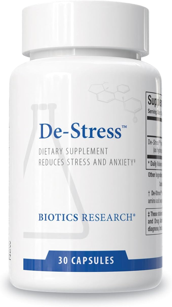 BIOTICS RESEARCH De-Stress Patented Nutrient Designed to Support Calmness Healthy Sleep Habits All-Natural Supports Mental Wellness &amp Calm. 30 Capsules