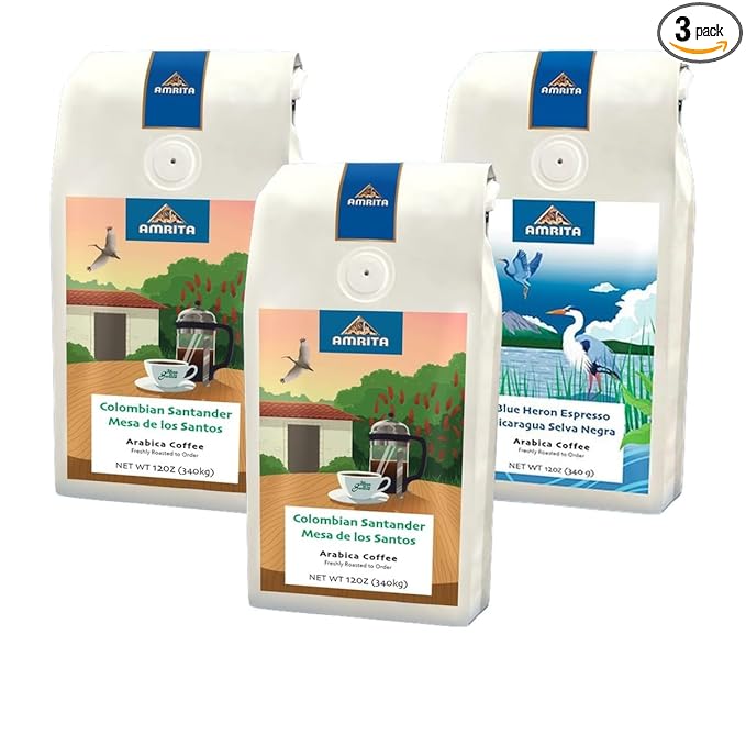 Bean Box Sampler - Roasted by Amrita Certified Pure 3-Pack Whole Bean Coffee Gourmet Coffee
