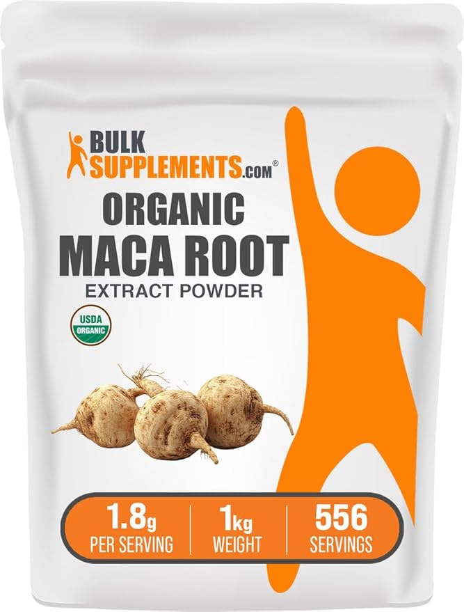 BulkSupplements.com Organic Maca Root Extract Powder - Organic Maca Powder Nutritional Supplement - Vegan &amp Gluten Free 1.8g of per Serving 1kg (2.2 lbs) (Pack of 1)