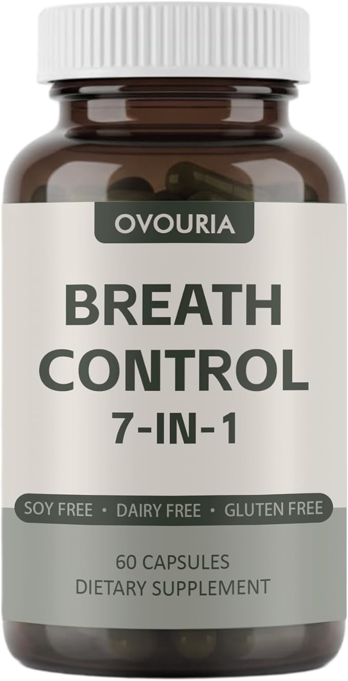 ovouria Breath &amp Gut Balance Capsules - 7-in-1 Formula with Probiotics Zinc Gluconate &amp Magnesium Citrate for Fresh Breath Chronic Halitosis Relief &amp Digestive Wellness 60 Count(1pc)