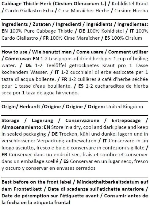 Health Embassy Cabbage Thistle Herb | Cirsium oleraceum L | Herbal Tea (100g)