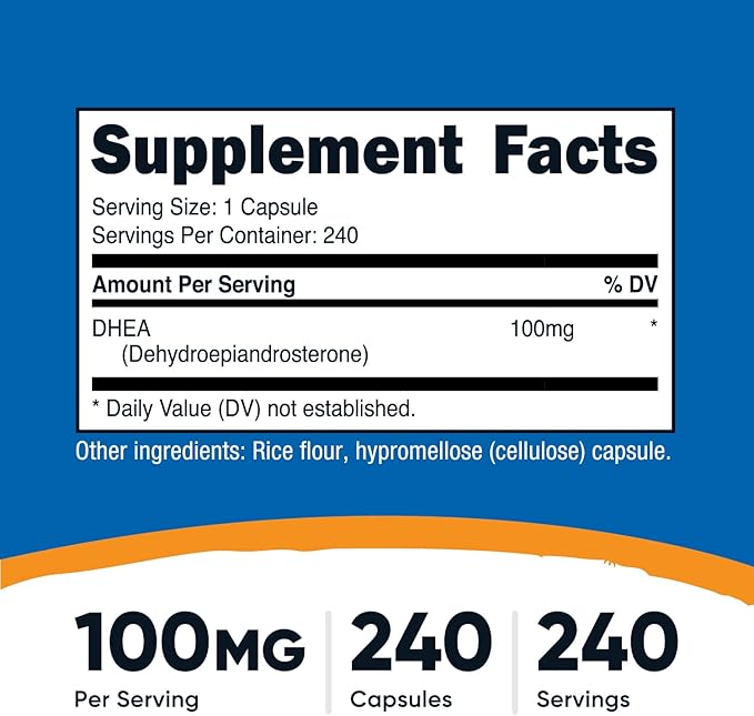 Nutricost DHEA 100mg 240 Capsules - Gluten Free Soy Free Non-GMO Supplement (Pack of 2)