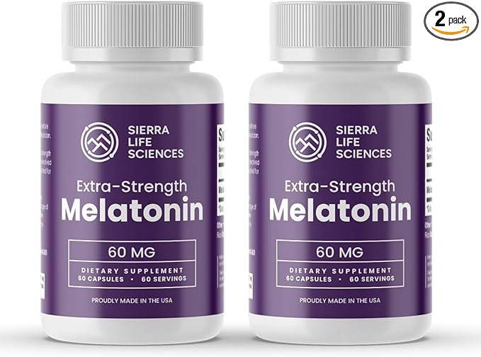60 mg High Dosage Melatonin in Easy-to-Swallow Capsules - 120 Servings