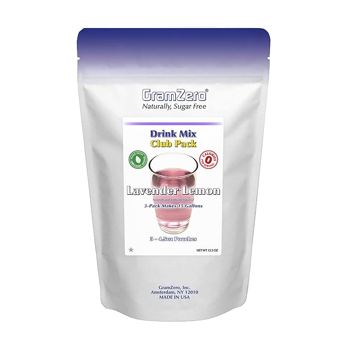 GramZero Lavender Lemon Zero Calorie Sugar Free Drink Mix Great For Nutrition Club Loaded Tea Stevia Sweetened