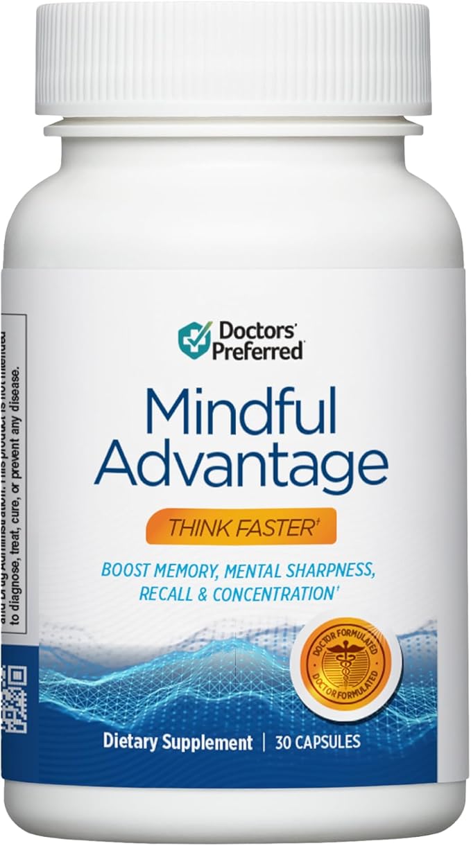 DOCTORS' PREFERRED Mindful Advantage Brain Supplements for Memory and Focus - Boost Memory Mental Sharpness Recall &amp Concentration - 30 Count