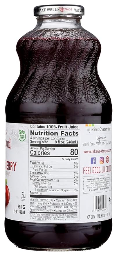 Pure Cranberry Juice (Pack of 12)
