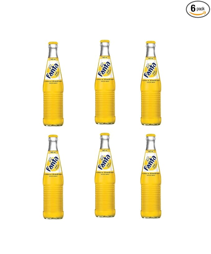 Generic SODA GLASS BOTTLES 12 oz. pack of 6 FANTA DE MEXICO PINEAPPLE