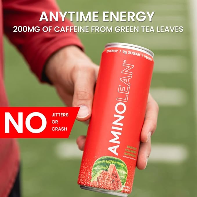 AminoLean Energy Drink – Sugar Free Amino Energy with Natural Caffeine &amp Vegan Amino Acids for No Jitters Tingles or Crash Variety 12 Pack