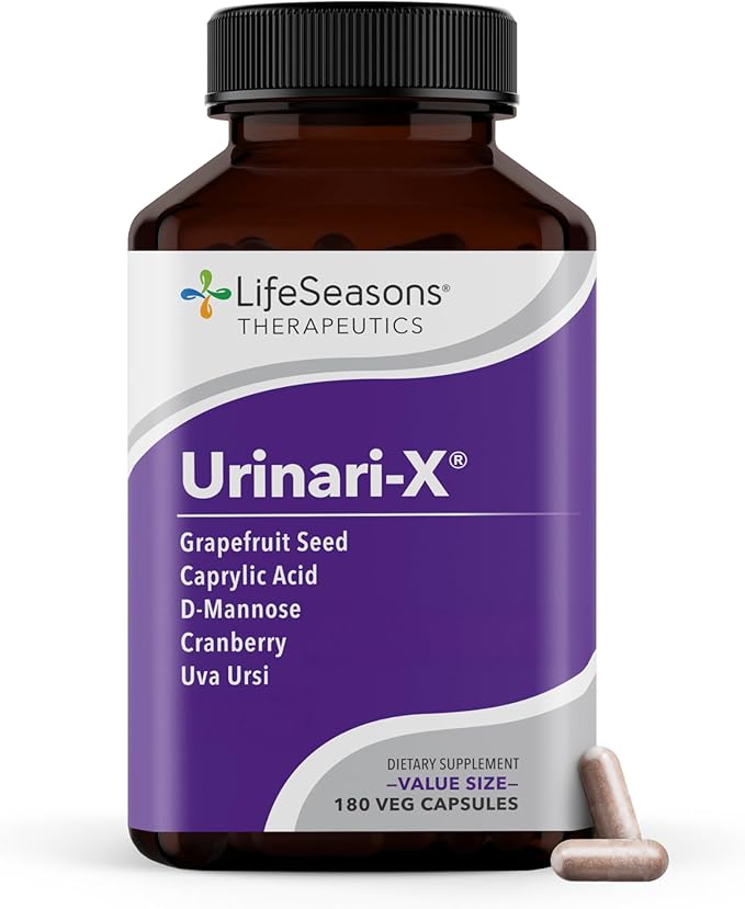 Urinari-X - Urinary Tract Support - Fast Acting UTI Relief - Vitamin Supplement for Healthy Bladder Function &amp Immunity - D-Mannose Cranberry Caprylic Acid Uva Ursi &amp Grapefruit - 180 Capsu