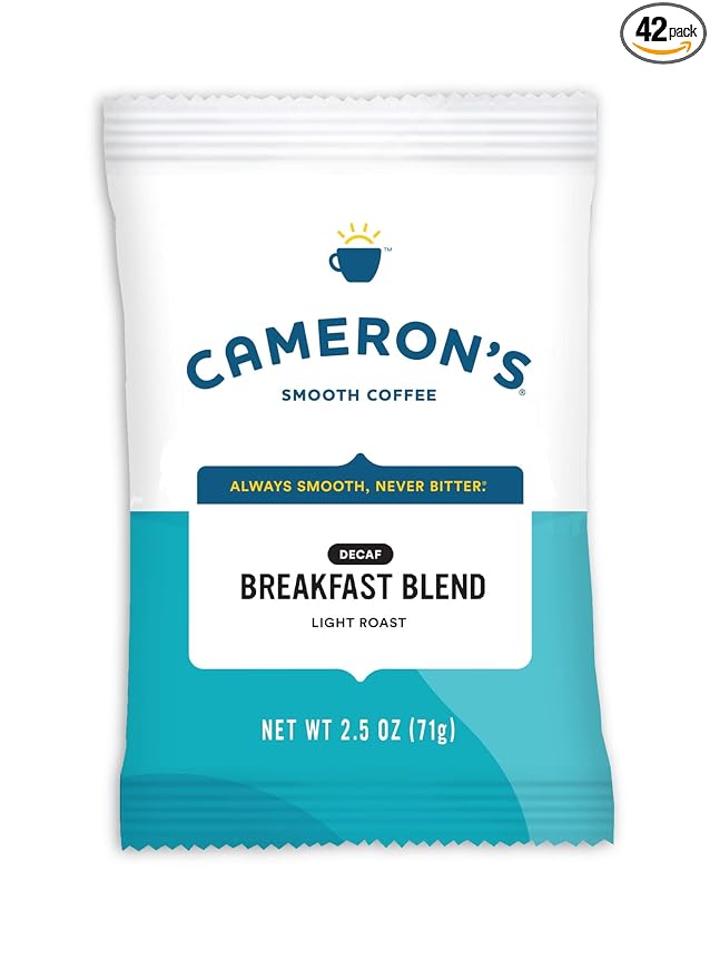 Cameron's Coffee Roasted Ground Coffee Bags Decaf Breakfast Blend 2.5-Ounce (Pack of 42)