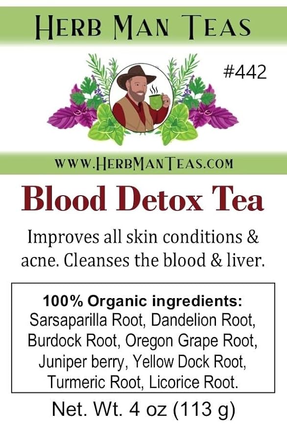 BLOOD DETOX TEA - cleanses the blood supports liver function and improves all skin conditions by master herbalist Khabir – 100% Organic Non-GMO no additives