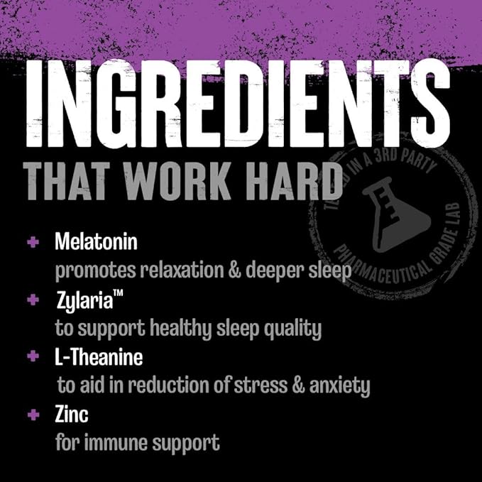 Animal PM - Sleep Aid for Adults Non-Habit Forming Relaxation Enhancer and Mood Support with Melatonin L-Theanine Zylaria Zinc Magnesium Vitamin B6 GABA + AKG Anabolic Stack Supply 30 Count