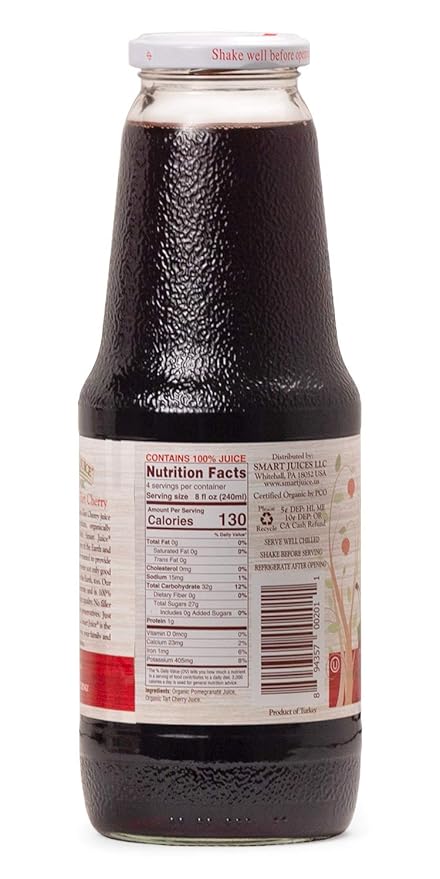 Smart Juice Organic Pomegranate Tart Cherry Juice - 33.8 fl oz (1L) - (Pack of 6)