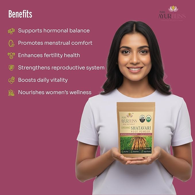 100% Organic Shatavari Root Powder for Hormonal Balance Menstrual Wellness Fertility Support and Daily Vitality for Women Traditional Ayurvedic Shatavari Powder - 16oz