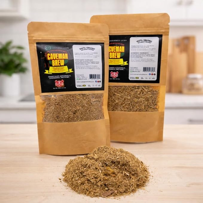 Caveman Brew Jamaican Roots Herbal Tea 2-Pack – Sarsaparilla Chaney Root Medina Ra-Moon and Other Traditional Jamaican Roots Tonic/Tea