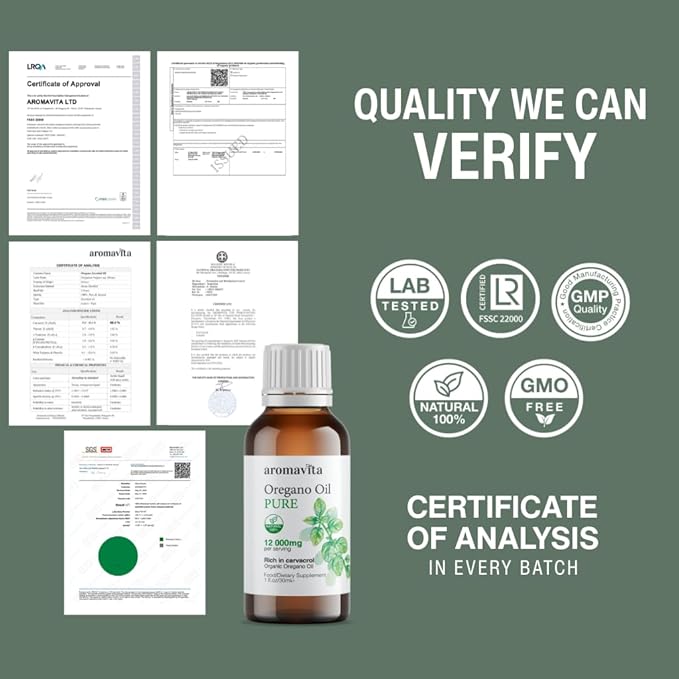 Essential Organic Oil of Oregano-100% Pure Undiluted Greek Oregano Oil with Carvacrol - Over 86% Non-GMO Extra Strength Oregano Oil Organic Liquid Drops 1 FL.OZ/30ml