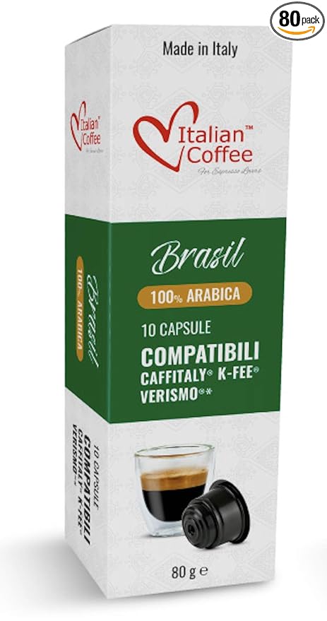 ITALIAN COFFEE FOR ESPRESSO LOVERS Italian Coffee capsules compatible with Verismo CBTL Caffitaly K-fee systems (80 pods BRAZIL blend)