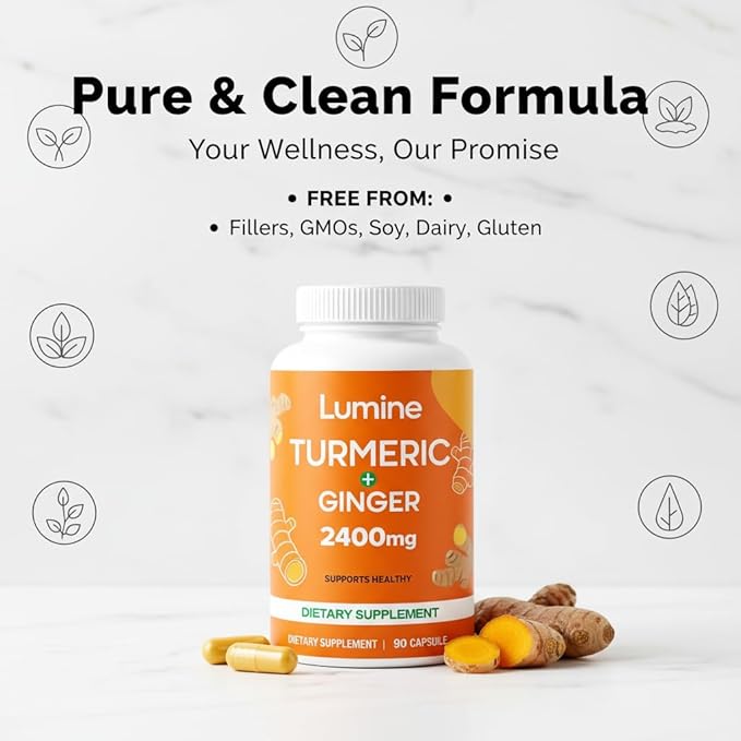 LUMINE Turmeric Curcumin Supplement2400mg Turmeric Extract with 95% CurcuminoidsVegan Non-GMO Gluten-Free (1pc)