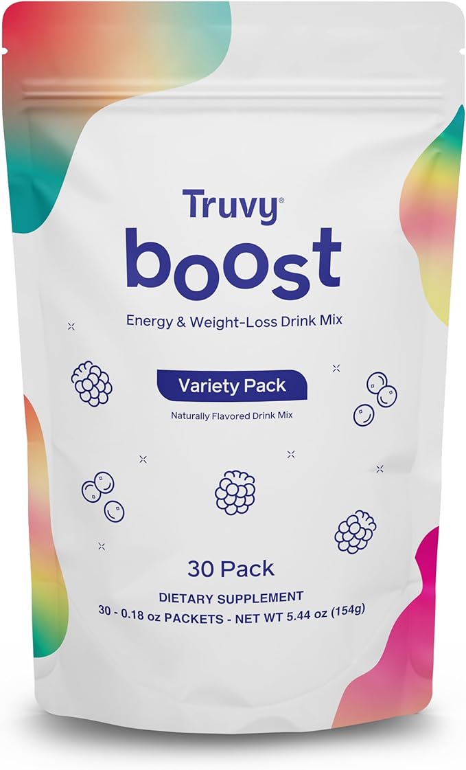 Truvy Boost Drink Variety Pack | 30 Stick Packs | Long-Lasting Energy Drink Mix with S³ Technology | Clean Focus and Vitality Support | Supports Clarity Endurance and Metabolism