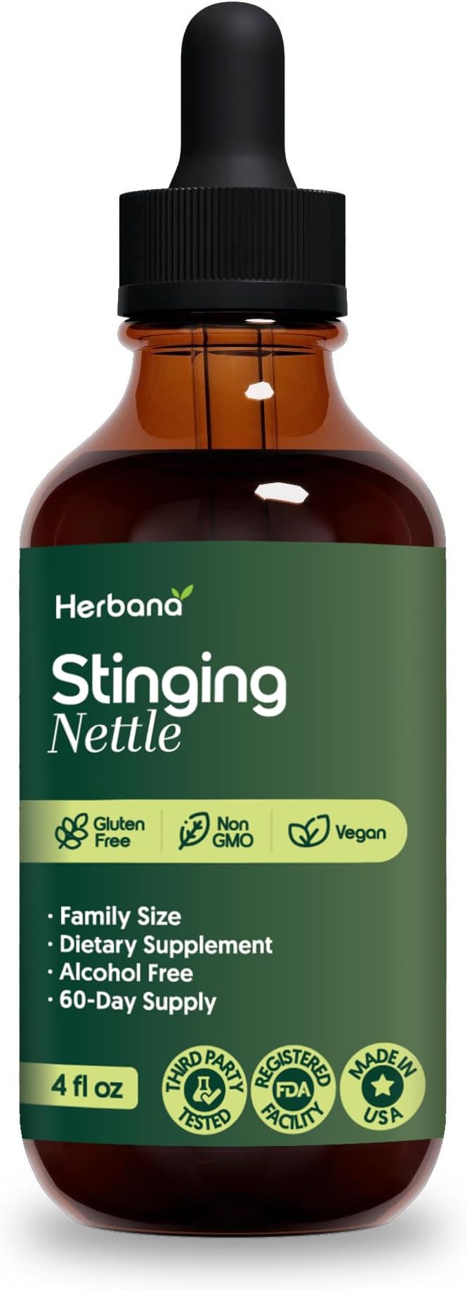 Stinging Nettle Leaf and Root 4 fl oz Liquid Extract - Natural Urinary &amp Kidney Support for Man and Woman - Organic Urtica Dioica - High Potency Herbal Supplement - 60-Day Supply