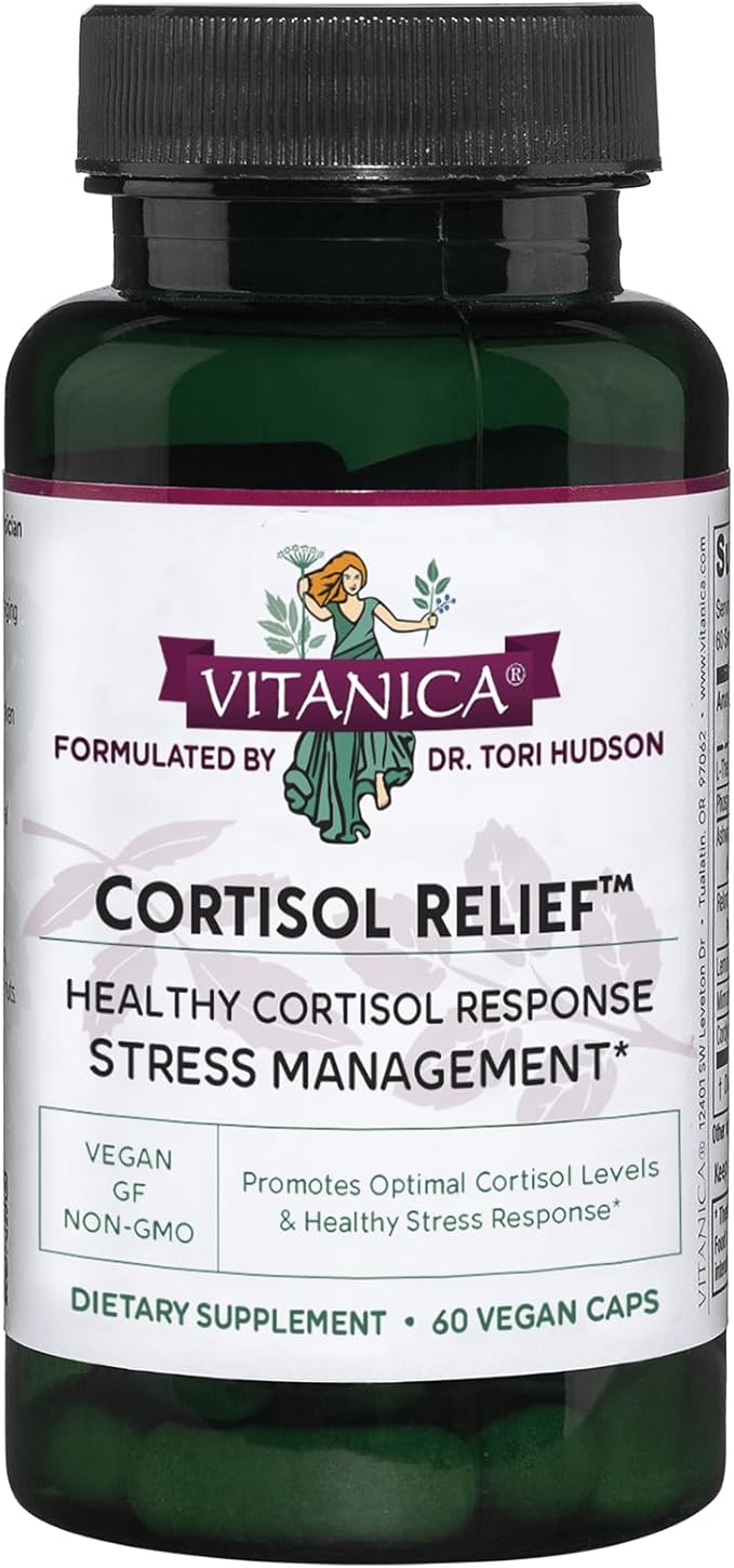 Vitanica Cortisol Relief Dr. Formulated Sleep Stress Cortisol Manager Supplement Vegan 60 Capsules (Cortisol Relief)