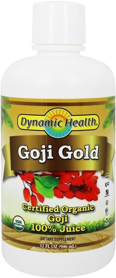 Dynamic Health Goji Gold Juice Certified Organic 100% Juice Minerals Antioxidants Enzymes Amino Acids Vitamins Gluten-Free 32oz